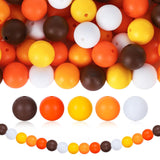 Whaline 120Pcs Fall Silicone Beads 15mm Autumn Silicone Loose Beads with Elastic Rope 5 Colors Round Rubber Spacer Bead for Than