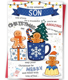 FANCYLUCKY Funny Christmas Card for Son, Merry Christmas Card Son, Happy Xmas Cards Gifts from Mom Dad Parents