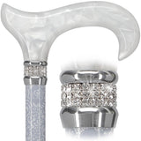 Rhinestone Designer - Exquisite Pearlz Graceful Lace Walking Cane Adjustable - Aluminum Shaft - Stylish Canes for Women and Men