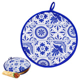 1 Pcs 12 Inch Tortilla Warmer Pouch,Blue Pattern Microwave Fabric Tortilla Warmer Pouch,Microwavable Insulated tortilla Holder,K