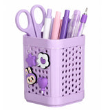 NAMTAM Cute Purple Square Pen Holder for Desk | Multipurpose Pencil Stand & Stationery Organizer for Office Home Study Table | D