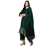 Anni Designer Women'S Ruby Cotton Straight Kurta With Palazzo & Dupatta (Game New Green_S_Green_Small),Green,S,Ruby Cotton,Straight,Kurta, Pants, Scarf