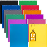 Faccito 12 Pack 11x8.5'' Top Steno Spiral Notebooks Bulk, Assorted Colors