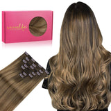 WENNALIFE Clip in Hair Extensions Real Human Hair, 20 Inch 120g 7pcs Human Hair Extensions Clip In Human Hair, Light Ash Brown t