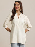 Libas Women'S Cotton Blend Woven Design Straight Kurti (26910R Off White Off White Xs