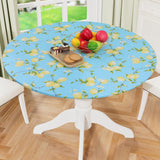 misaya Round Fitted Tablecloth with Elastic Edge, 100% Waterproof Oil Proof Plastic Table Cover, Vinyl Flannel Backed Tablecloth