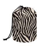 Poceacles Zebra Print Drawstring Makeup Bag for Women, Portable Multifunctional Cosmetic Case Barrel Toiletry Bags Brush Organiz