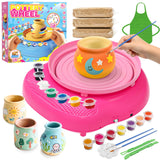 Weilim Pottery Wheel for Kids Complete DIY Pottery Painting Kit for Ages 8-12 Beginners with 4 Air-Dry Clay Packs and Tools, Art