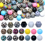 96Pcs 15mm Silicone Beads Bulk Leopard Focal Silicone Beads for Keychain Making Necklace Jewelry DIY Bracelet Making Supplies Ki