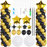 Gejoy 110 Pcs Black Gold Balloons Column Stand Kit Adjustable Tower Stand from 1.4 to 6.6 ft with Bases for Wedding Birthday Bab