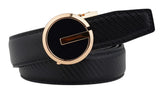 Wxr Automatic Lock Genuine Leather 32 To 36 Adjustable Length Belt For Men (Style 18, Genuine Leather) (Black)