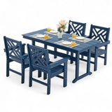 AXMOLM 5 Piece HDPE Outdoor Dining Set for 4 Patio Dining Furniture Set with Umberlla Hole, Weather Resistent Outdoor Table and