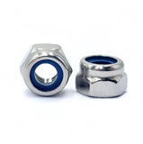 100Pcs M4x 0.7mm Nylon Insert Hex Lock Nuts, 304 Stainless Steel Locknuts,Silver Tone