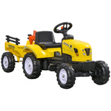 Aosom Kids Ride on Farm Tractor, Manual Pedal Ride on Car with Back Storage Trailer, Shovel & Rake, Horn for Age 3 Years Old, Ye