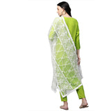 Gosriki Women'S Cotton Straight Kurta With Palazzo & Dupatta (Yashotha Green_M_Green_Medium),Green,,B09F9QF97C