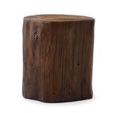HOMPUS Concrete Outdoor Side Table,Tree Stump Modern Round Accent Table,Plant Stand Faux Wood End Garden Stool for Patio,Home De