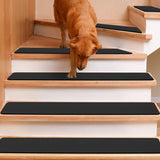 Stair Runners for Wooden Steps Non Slip, Absorbing Black Stair Treads Stair Rugs for Pet, Kids and Elderly, Reusable Carpet Step