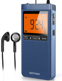 AM/FM Portable Radio - Pocket Radio with Best Reception, Digital Screen, Sleep Timer, Stereo Earphone Jack, Alarm Clock - Operat