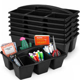 Yakydesign 6 Pack Classroom Caddy with Handle, 6 Compartment (Black)
