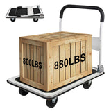 LEADALLWAY Platform Truck Large Size 880lbs Heavy Duty Foldable Push Cart 35.8x24x34.3inches White