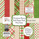 Miss Kate Cuttables 6X6 Pattern Paper Pack Christmas Basics Christmas Card Making Scrapbook Specialty Paper SingleSided 6