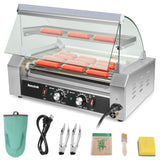 Seeutek Hot Dog Roller 7 Rollers 24 Hot Dogs Capacity 1100W Stainless Hot Dog Toaster With LED Light, Hot Dog Machine W/Dual Tem