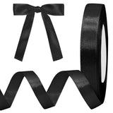 Luomorgo 1/2 Inch Satin Ribbon, 25 Yards Black Satin Ribbon, Fabric Ribbon for Gift Wrapping, Flower Bouquet, DIY Craft, Sewing,