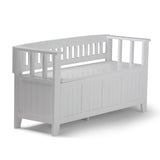 SIMPLIHOME Acadian Entryway Storage Bench - 48 inch Wide Solid Wood Hallway Seat in White, Transitional Bench for Entryway or Li