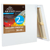 PHOENIX 36x36 Inch 2 Pack Gallery Canvas - 1.5 in Thick Extra Large Square Canvases for Painting - Deep Edge 100% Cotton 11 Oz.