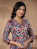 Anni Designer Women'S Rayon Blend Straight Printed Kurta With Pant (Nakari Cream-Nws_Xxl_Cream_Xx-Large),Cream,2XL,,,