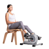 Sunny Health & Fitness Magnetic Under Desk Mini Exercise Cycle Bike, Dual Function Pedal Exerciser with Digital Monitor and Carr