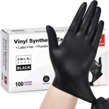 Schneider Black Vinyl Synthetic Exam Gloves, 4 Mil, XL, Disposable Gloves Latex-Free, Plastic for Medical, Cooking, Cleaning, an