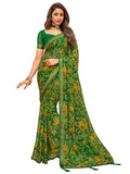 Satrani Womens Polyester Saree (1976ST514_Dark Green)