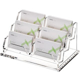 YUXUN Business Card Holder for Desk, Acrylic Business Card Display Stand with 6 Slot, Office Desk Accessories for Man &Woman,300