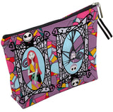 WLWLGLUCK Portable Jack & Sally Themed Makeup Bag, Before Xmas Nightmare Cosmetic Bag, Jack Skellington & Sally Portable Travel