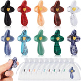 Bucherry Cross My Heart Fidget, 10 Sets Encouragement Gift Small Wooden Mini Handheld Pocket Cross with Mesh Bag Fingertip Stres