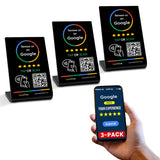 TapFive Google Review Stand (3-Pack) - Tap for Instant Reviews - Reusable Smart Tap NFC & QR - All Phones Compatible - Boost Bus