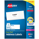 Avery Easy Peel Printable Address Labels with Sure Feed, 1-1/3 x 4, White, 1,400 Blank Mailing Labels for Laser Printers (5162)