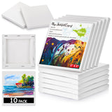 10PCS Mini Canvases for Painting - 5 x 5 in Bulk Small Square Stretched Canvases, 2/5 in Thick Blank Canvas for Students, Art Su