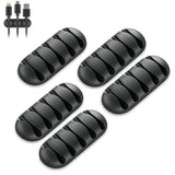 Glun 5 In 1 Wire Cord Cable Holder, Pack Of 5 Black Rubber Clamps Organizer, Line Fixator Winder Cable, Wire Organizer Clamp