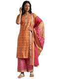 Libas Women'S Pure Cotton Printed Kurta Sets (366180R_Orange_Xxl)