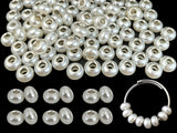 PAMIR TONG White Pearl European Large Hole Beads for Jewelry Making - 110pcs 14mm Beadable Spacer Beads for Pens, Necklaces, Bra