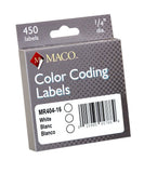 MACO White Round Color Coding Labels, 1/4 Inches in Diameter, 450 Per Dispenser Box (MR40416)