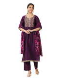 Libas Women'S Silk Blend Kurta Sets (99191_Burgundy_L)