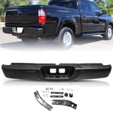 TUSDAR Rear Bumper Fits For 2000-2006 Toyota Tundra Pickup Steel Step Pad Fleetside Back Bumper Assembly W/O Sensor Holes Black