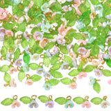SUNNYCLUE 1 Box 120Pcs 6 Colors Acrylic Flower Charms Bell Flower Charms Resin Orchid Trumpet with Imitated Pearl Lily of The Va