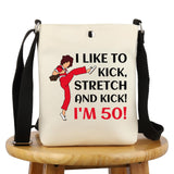 G2TUP TV Show Inspired Gift I Like To Kick I'm 50 Crossbody Bag Fun Skit Lover Cosmetic Bag TV Show Characters Fans Gift (I Like