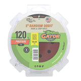 Gator 5 Random Orbit Hook & Loop Red Resin Aluminum Oxide Sanding Discs 8-Hole 120 Grit 50 Pack -Like New