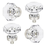 HIEMEY Crystal Drawer Pulls and Knobs 4 PCS,Brushed Nickel Glass Knobs for Cabinets and Dresser,Bathroom Kitchen Cabinet knobs,O
