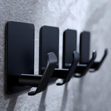 Taozun Towel Hooks Bathroom/Adhesive Towel Hooks - 4 Pack Black Hooks for Towels, Wall Hooks for Bath and Kitchen, Stainless Ste